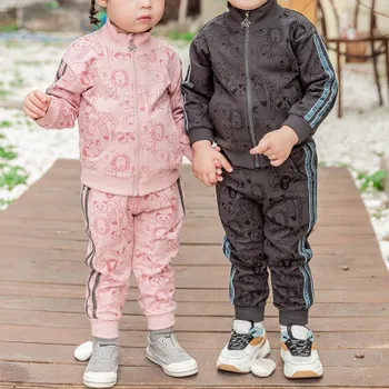 Koreanere børnetøj 2021 Foråret og Efteråret er børnenes Sportstøj, der Passer Trykt Bomuld, Søster, Bror, To-delt Sæt 2-7Y