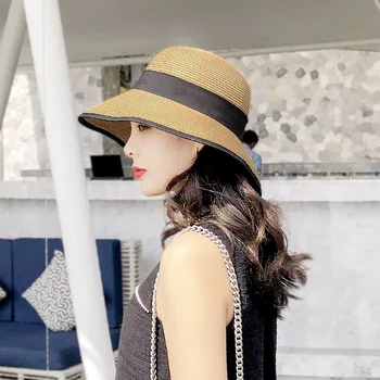 Koreanere Hat Kvinders sommeren stråhat store tagudhæng bue strå hat kvinders mode temperament bassin hat engros