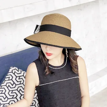 Koreanere Hat Kvinders sommeren stråhat store tagudhæng bue strå hat kvinders mode temperament bassin hat engros