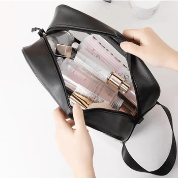 Koreanere Multifunktionelle Vandtæt Og Støvtæt Matteret PU Kvindelige Kosmetik Taske Håndtaske Zip-Pakker Travel Set Opbevaring Containe