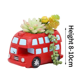 Koreanere Tegnefilm Bus Bil Flower Pot Kreativ Opbevaring Indretning Harpiks Desktop Potteplante Kreativ Havearbejde Ornamenter Hjem Dekoration
