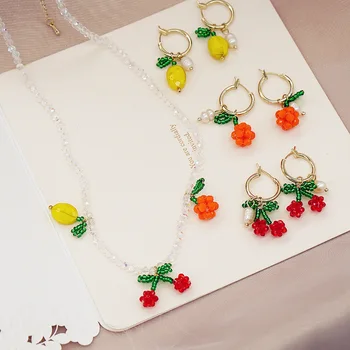 Koreansk Mode Håndlavede Perler, Kæde frugt Halskæde til Kvinder, Piger Sød Boheme-Hals Kæde Sommer Strand Kravebenet Kæde