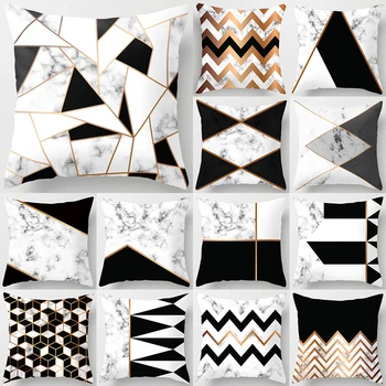 Kort Marmor Geometriske Sofa Dekorative Pudebetræk Pude Pudebetræk Polyester 45*45 Smide Pude Home Decor Pillowcover Flodhest