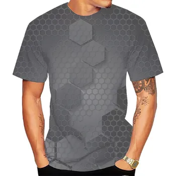 Kortærmet T-shirt til Sommeren Populære 3D Geometriske Grafisk T-shirt 2021 Nye Street Fashion Sjov Tendens Åndbar Beklædning Pullover