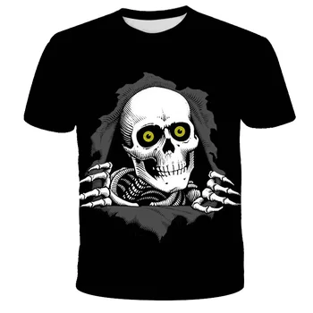 Kraniet Grafisk T-Shirt Horror Film, T-Shirts, 3D-Mode Toppe Sommer T-Shirt dreng O-Hals Skjorte Boy Tøj Plus Size Streetwear