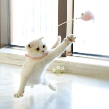 Krave Funny Cat Toy Feather Teaser Stick Klokker Interessant Automatisk Cat Toy Fod Interaktive Katte Teaser Fjer Killing Legetøj