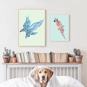 Kreativ Farve Butterfly Fisk, Kylling Lærred Maleri Blomst Plakat Væg Kunst, Lærred Print Malerstuen Dekorative Maleri