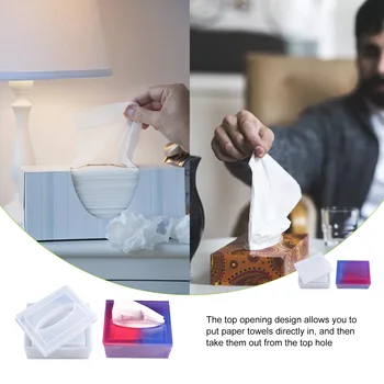 Kreative DIY Tissue Box smykker gaveæske Harpiks form For Håndværk Hjem Håndlavet opbevaringsboks Gøre crystal Epoxy Harpiks Forme