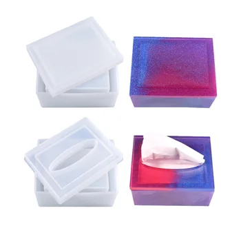 Kreative DIY Tissue Box smykker gaveæske Harpiks form For Håndværk Hjem Håndlavet opbevaringsboks Gøre crystal Epoxy Harpiks Forme