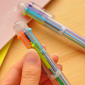 Kreative Flerfarvet Kuglepen Dejlig Olie Pen Papirvarer Tryk På Seks Farver Olie Pen Til Studerende, Børn, Kontor & Skole Levering