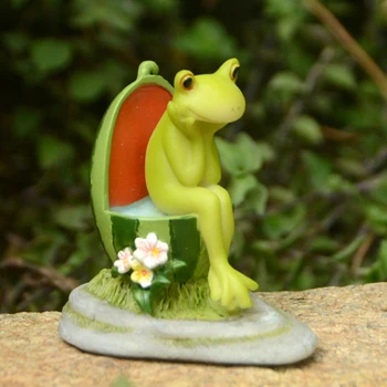 Kreative Frog Vandmelon Ornamenter Sommeren Pastorale Micro Landskab Flower Pot Sød Simulering Dyr Indretning Fødselsdag Gave Legetøj