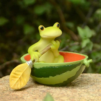Kreative Frog Vandmelon Ornamenter Sommeren Pastorale Micro Landskab Flower Pot Sød Simulering Dyr Indretning Fødselsdag Gave Legetøj