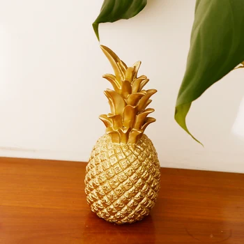 Kreative Harpiks Ananas Formet Ornament Gave Home Desktop Stue Dekoration - Guld -L/S
