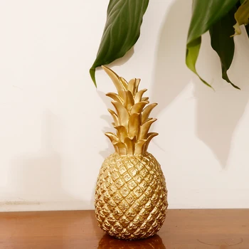 Kreative Harpiks Ananas Formet Ornament Gave Home Desktop Stue Dekoration - Guld -L/S