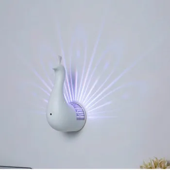 Kreative indendørs peacock projektion lampe LED øjenbeskyttelse farverige nat lys USB-opladning med fjernbetjening atmosfære lampe