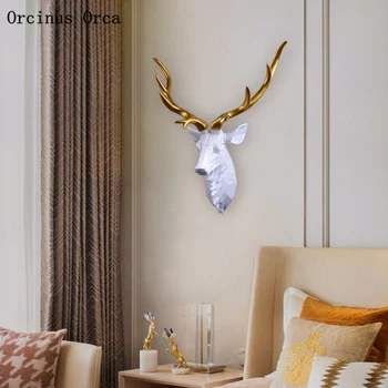 Kreative luksus gyldne dådyr horn væglampe stue korridor soveværelse sengelampe, enkel hjorte hovedet væg lampe