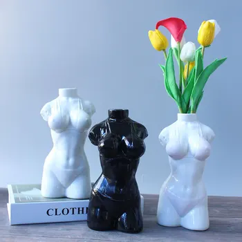 Kreative Nordiske Kvindelige Abstrakte Nøgne Krop Kunst, Design, Skulptur, Vase Hjem Dekoration Af Keramik Flower Arrangement Container Håndværk