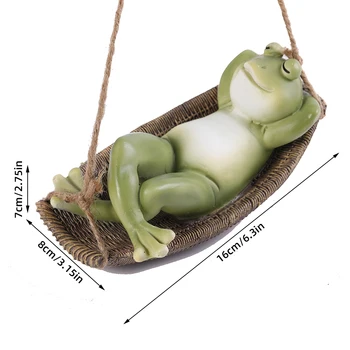 Kreative Søde Frøer Liggende På Swing Frog Statue Have Til At Hænge På Træet Dekorative Vedhæng Udendørs Indretning Udvendige Have Dekoration