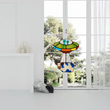 Kreative UFO Fremmede Ko Vedhæng Strygejern Kunst Kardinal Fugle Hængende Ornament Hjem Vægge, Udsmykning, Kunst Og Værftet Haven Hegnet Dekoration