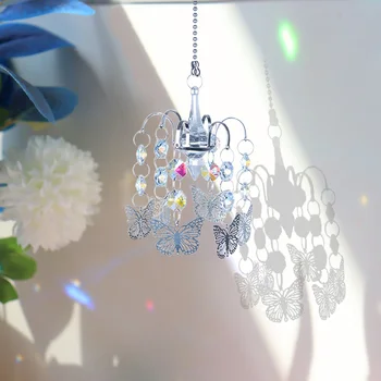 Krystal Perler Pendel Lysekrone Formet Prisme Facetteret Hængende Smykker Ornament Glas Indendørs Udendørs Kunst Indretning