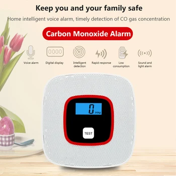 Kulilte Alarm Detektor CO Alarm Detektor med Digital Display Intelligent Stemme, som advarede Husstand sikkerhedsudstyr