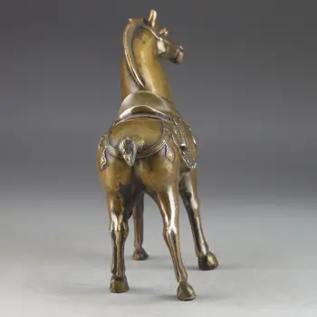 Kunstfærdige Kinesiske Collectible Indrettet Håndarbejde Kobber Hest Lovende Statue