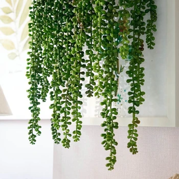 Kunstig Blomst Streng af Perler Væggen Hænger Kunstige Planter Sukkulenter