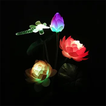 Kunstig Sol Lotus Græsplæne Lampe Blomst Lys Haven Blomster Bush Landskab Belysning Nat Lysende Lampe Suncatcher