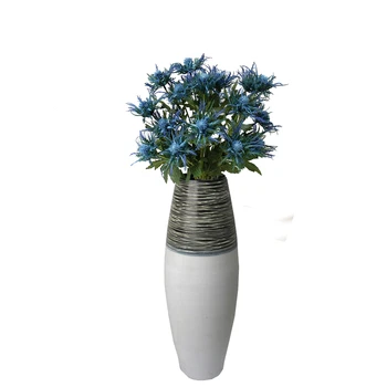 Kunstige Eryngium Tidsler Flok Simulering Blomster, Planter 3-Gaffel bryllupsfest DIY Håndværk Buket Centerpieces Light Blue 1PC