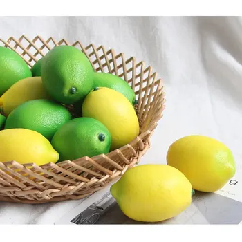 Kunstige Frugter Plast Simulering Falske Gul Grøn Citron til Bryllup Hjem Haven Køkken Dekoration og Festlig Party Supplies