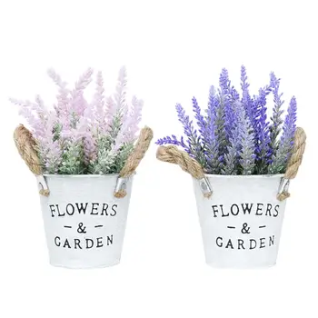Kunstige Lavendel Stue Bryllup Lavendel Simulering Flower Pot Bryllup Dekorative Falske Blomst Potteplanter Til Hjemmet Indretning