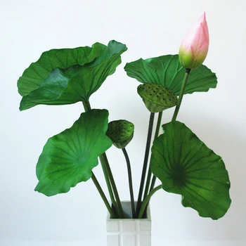 Kunstige Lotus Blomst Simulering Lotus Blade Home Hotel Office Desktop Grønne Planter Urtepotte Dekoration