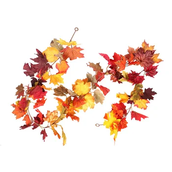 Kunstige Maple Leaf Garland Blade Have Vin Løv Efteråret Display Mørke Ahorn Blad Armbånd Rattan Indretning Af Forbrugsstoffer
