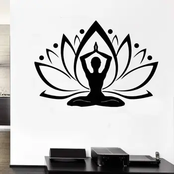Kvinde Zen Yoga Lotus Silhuet Vægmaleri Design Klistermærke Buddhismen I Stue Og Soveværelse Dekoration Flytbare A002113