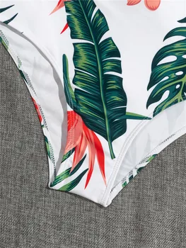 Kvindelige Badedragt Et Stykke Boho Blomster Print Badetøj Sexy Cross Bandage Fælles 2021 Blad Tropiske Svømme Dragt i Ét stykke Badetøj