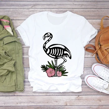 Kvinder 2020 Søde Tegneserie Akvarel Mode Flamingo Beach Sommer-Shirt til Damer, Dame T-shirts Top T Grafisk Kvindelige Tee T-Shirt