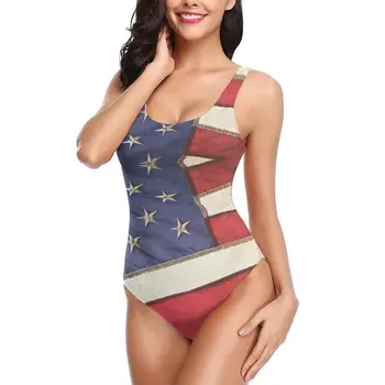 Kvinder 2021 Eksotiske Bikinier Patriotiske Amerikanske Flag Gobelin Kvinder Badedragt One Piece Bikini R333 Kvinder badedragt Badedragt
