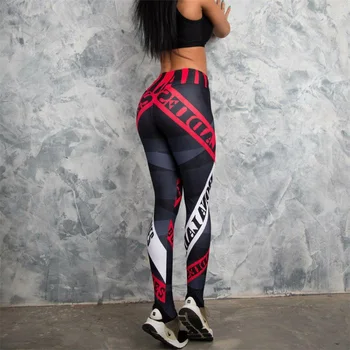 Kvinder 3D Brev Print Sexet Trænings Bukser Slank Tynde Træning Leggins Høj Talje Aktiv Elastisk Sportslige Leegings Bukser