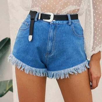 Kvinder er Sommer Sexet Mini Denim Shorts med Høj Talje Jeans Solid Farve Kvaster Fritid Korte Bukser for Kvindelige Part Clubwear
