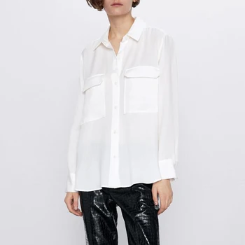 Kvinder Hvid Pink Black Grønne Trøjer 2021 Europa Brand Designer Casual Skjorter Kontor Dame Fashion Style To Store Lommer Shirts