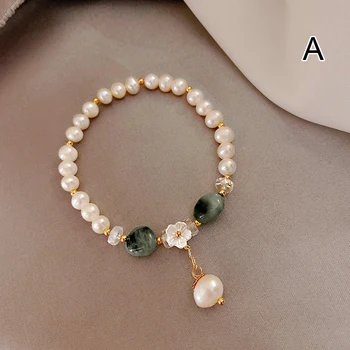 Kvinder, Imiteret Perle Armbånd med Blomst Indretning Enkelt Lag Sten Håndled Smykker Gave til Piger, Damer Elegante Enkle Armbånd