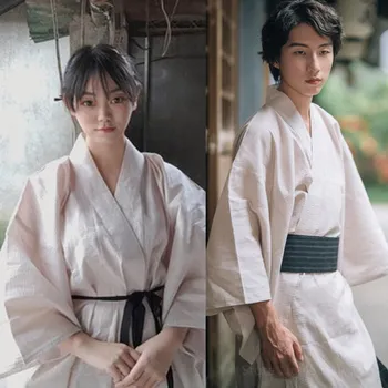 Kvinder Japansk Harajuku Traditionel Stil Kimono Samurai Lange Ærmer med Bælte Yukata Mænd Lejligheder Mode Fritids-Streetwear
