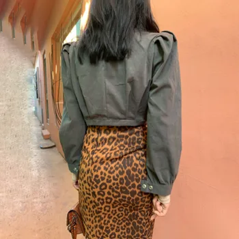 Kvinder Leopard Mode Split Nederdel Damer Elegant Nederdel til Fest Shopping Daglige Slid