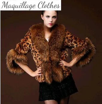 Kvinder leopard pels mode damer luksus M-4XL plus size faux pels vinter bløde varmet jakke, frakke