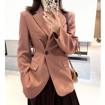 Kvinder mode blazere til foråret efteråret 2020 ny koreansk stil, niche slank kontor dame, der passer jakker pels Kvindelige blazer