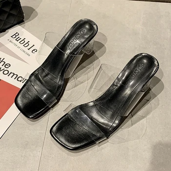 Kvinder Mode Lavvandede Solid Moderne Sandaler Fretwork Høje Hæle Damer, Non-slip Åben Tå Sommeren Gennemsigtig Tøfler
