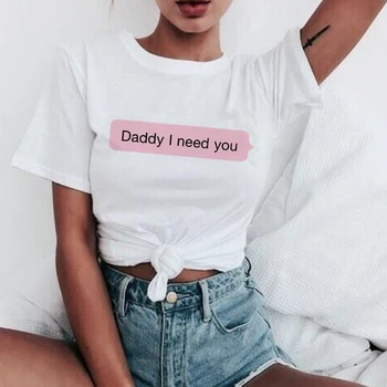 Kvinder New Ja Daddy T-Shirt Harajuku T-shirt Ullzang 90'erne Tshirt Top Tees Kvinder Satan Er Min Sugar Daddy Æstetiske Søde piger