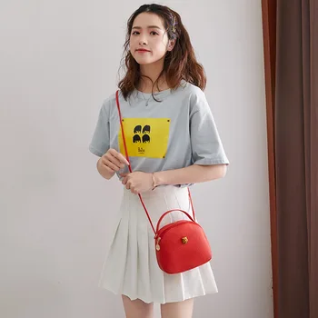 Kvinder Nye Luksus Designer Cross Body Taske, Røde Runde Pu Læder Mode Håndtasker Elegant Logo Messenger Festlig Aften Pung Mærke