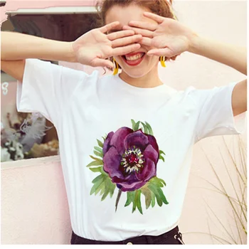 Kvinder ' s T-shirt Tegnefilm Blomst Akvarel Mode Kvinders T-Top Damer Print Ladies T-shirt til Kvinder T-shirt T-shirt