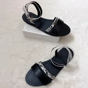 Kvinder Sandaler Retro Fashion Sommer Plus Size Sko Slangeskind Print Casual Sandaler Med Spænde Stropper Stranden Sko 2021 Damer, Sandaler